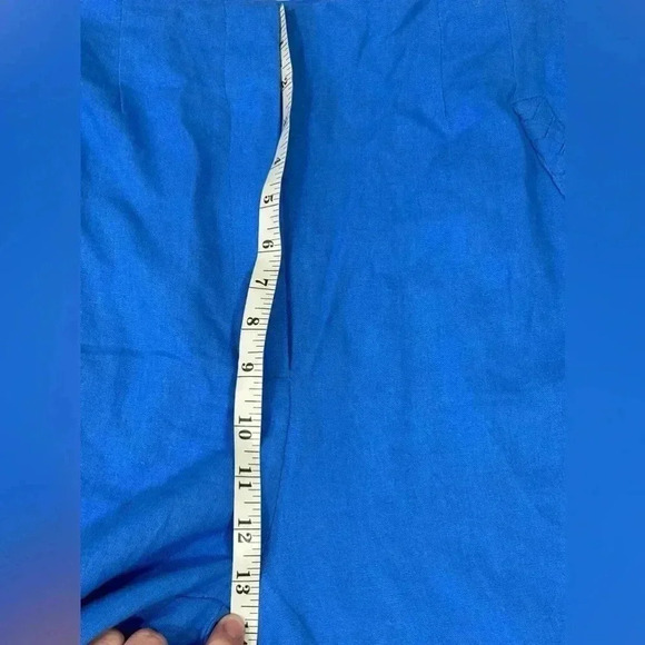 Jason Wu Regular Linen Blend Wide Leg Braided Crop Pants French Blue NEW Size 12 - Picture 9 of 13